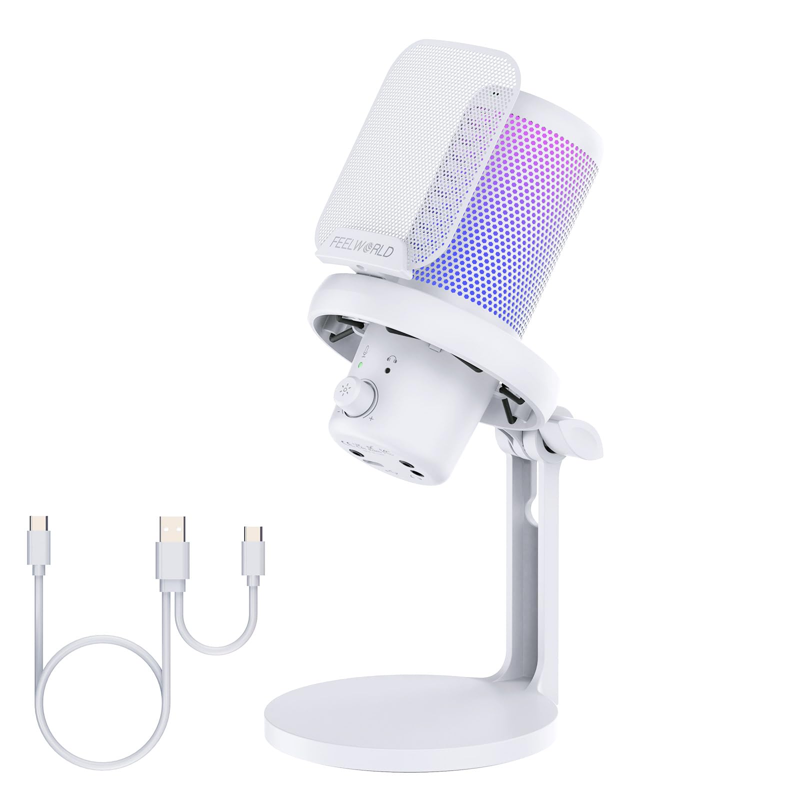 Amazon.com: FEELWORLD VM1 White Gaming PC USB Microphone Condenser